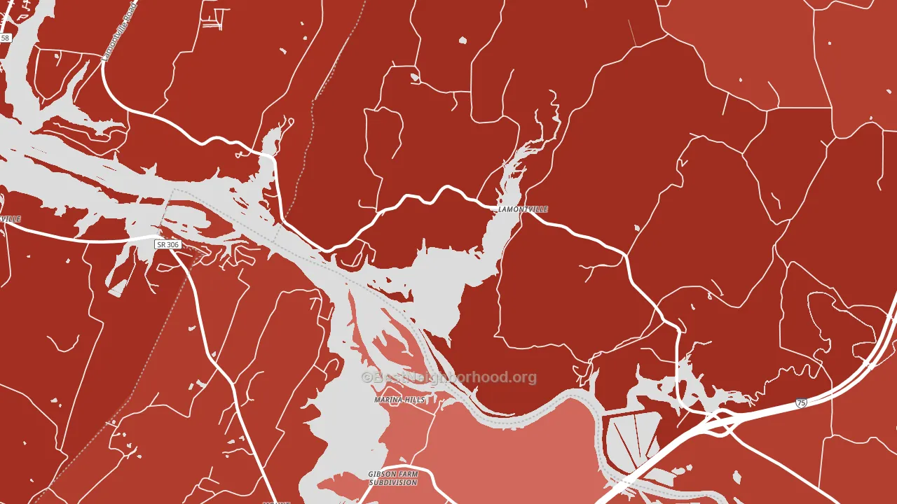 Lamontville, TN block-group political-lean map