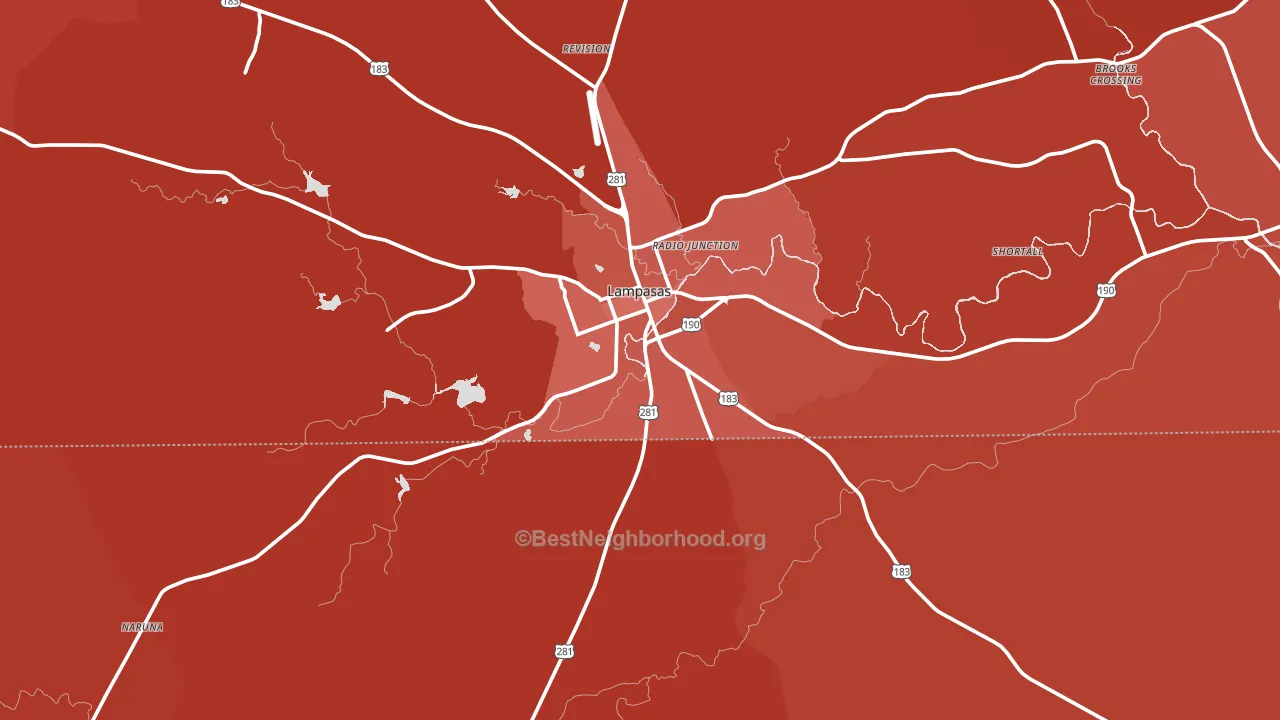 Lampasas, TX block-group political-lean map