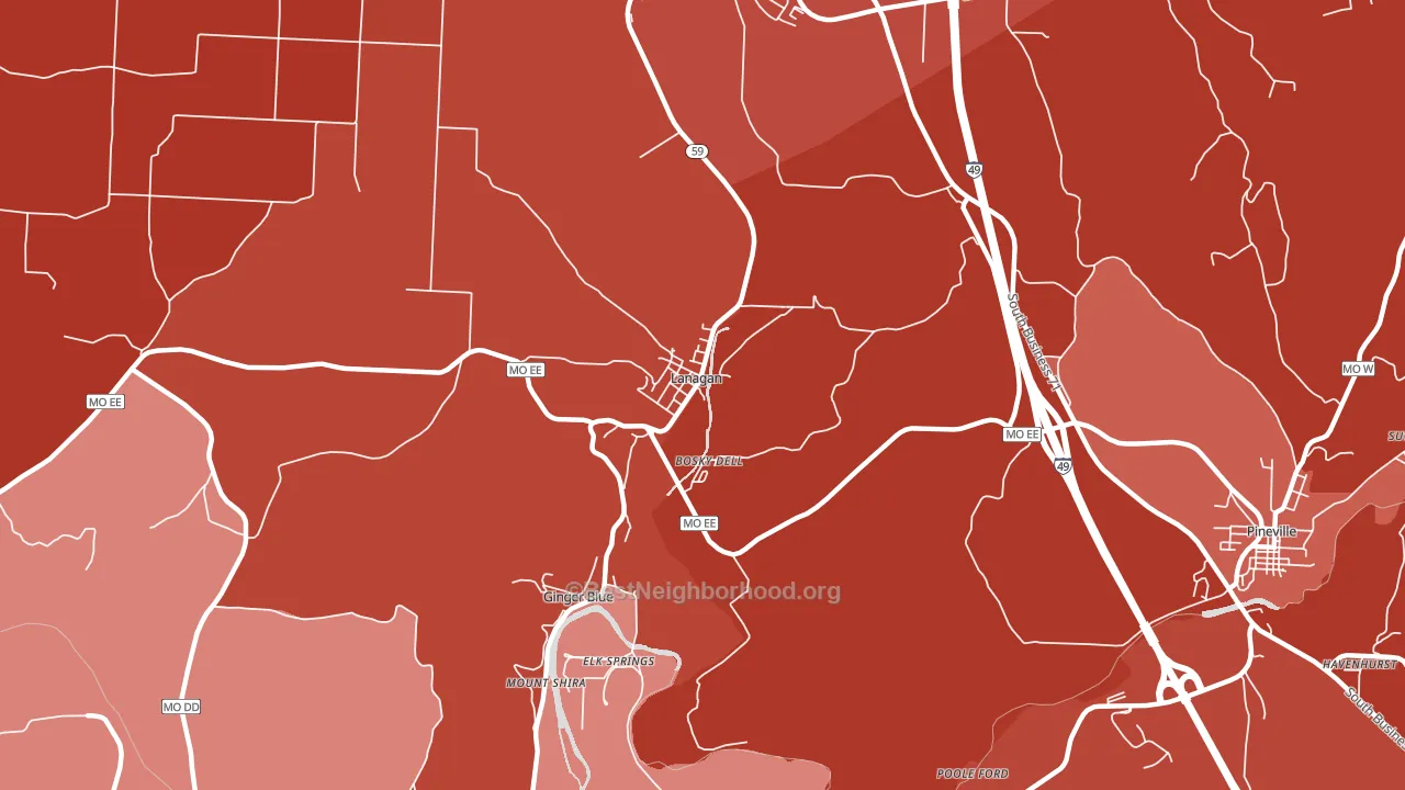 Lanagan, MO block-group political-lean map