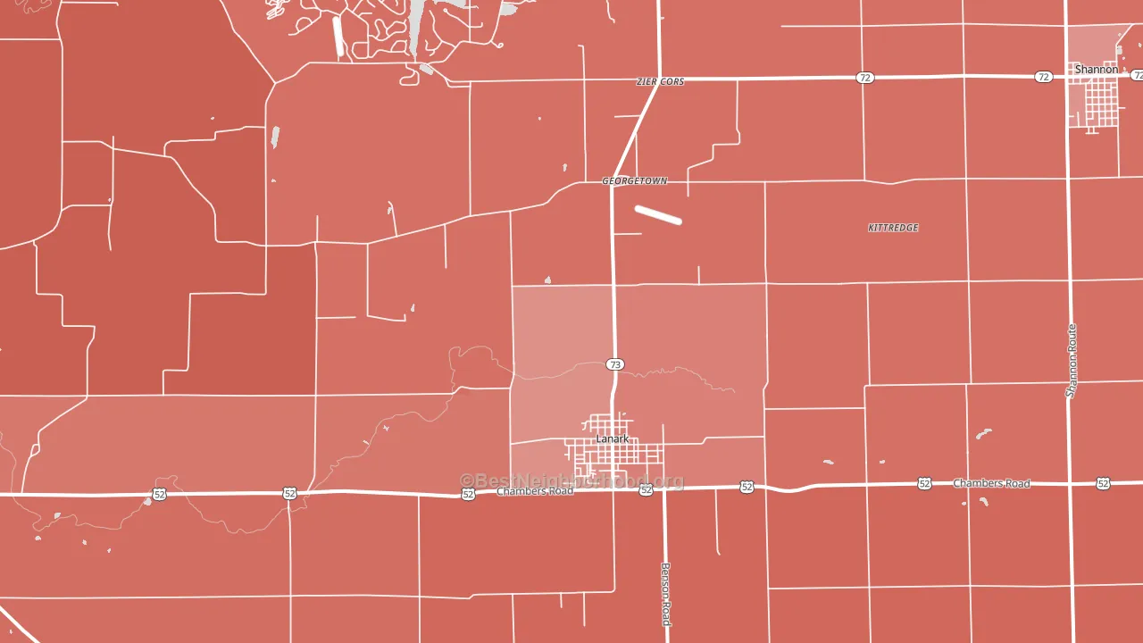 Lanark, IL block-group political-lean map