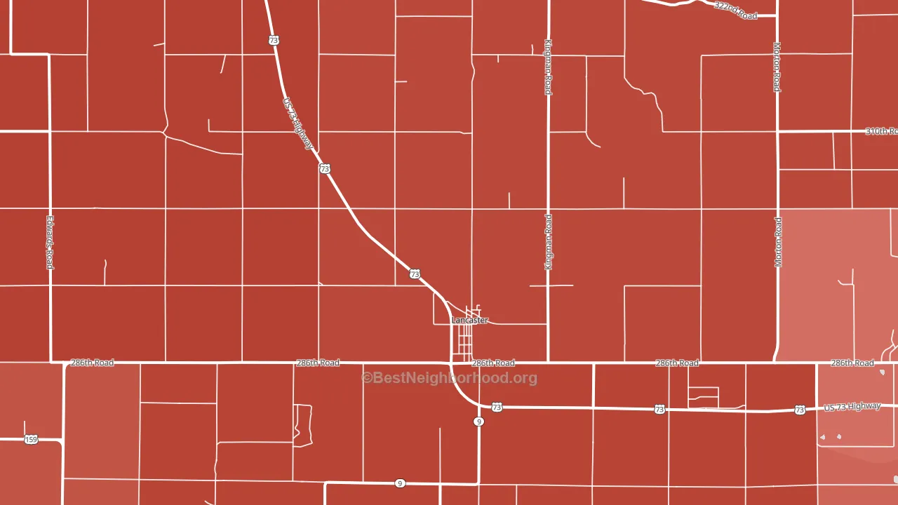 Lancaster, KS block-group political-lean map
