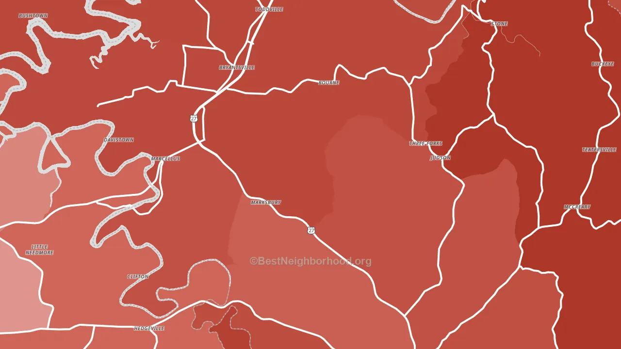 Lancaster, KY block-group political-lean map