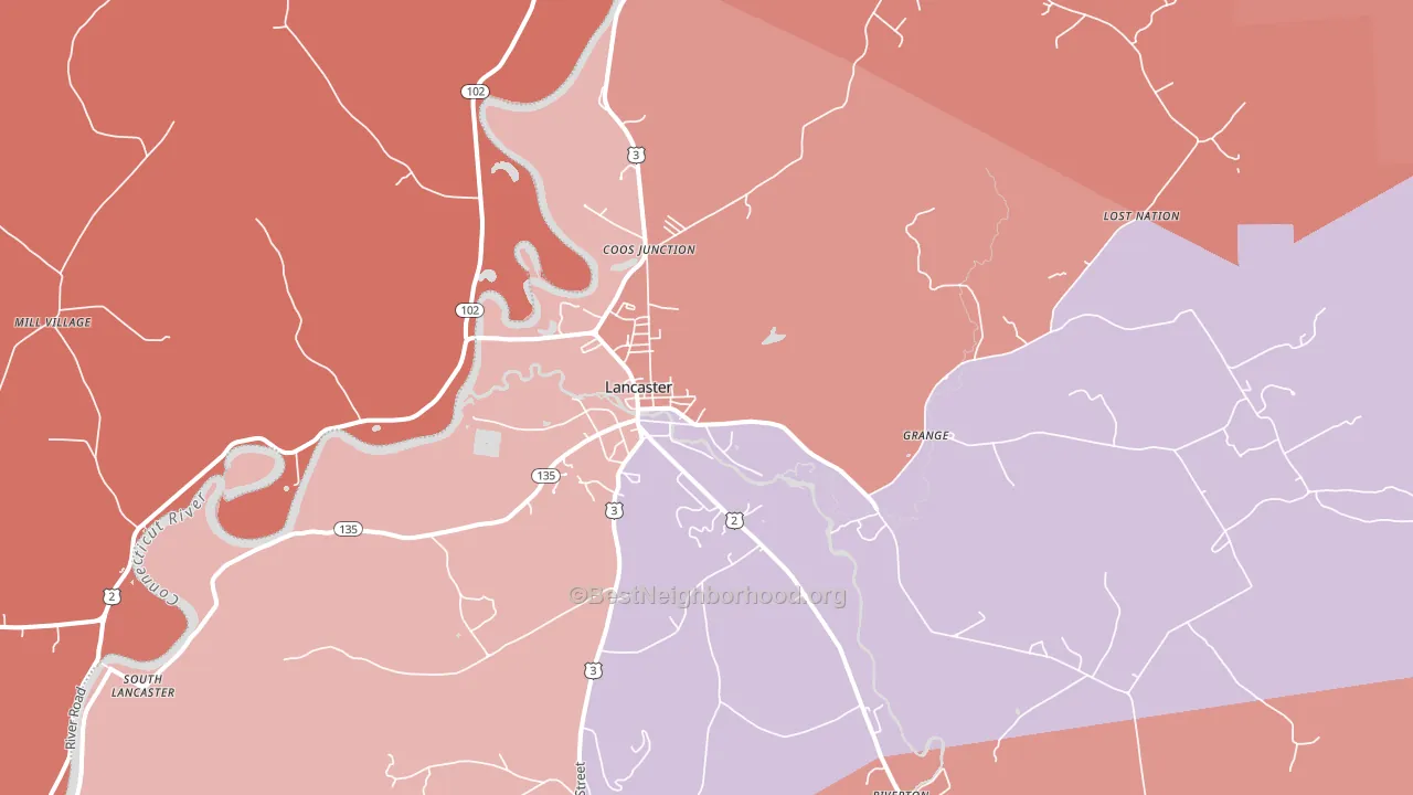 Lancaster, NH block-group political-lean map