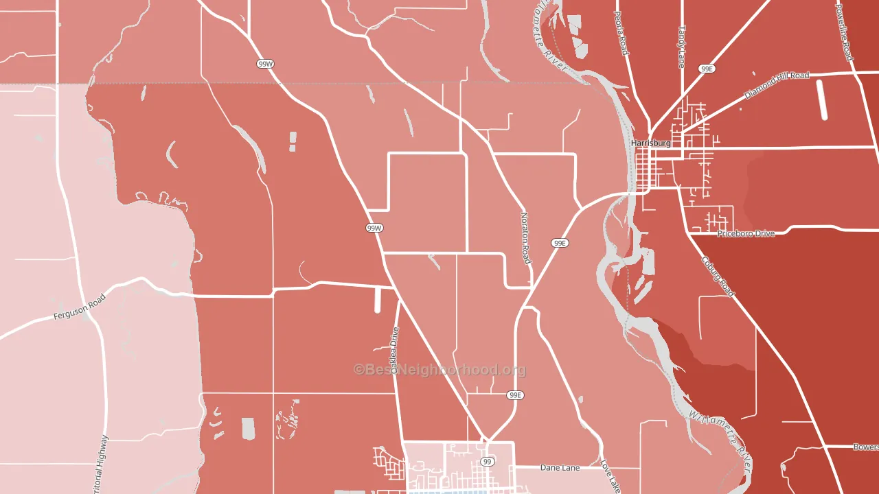 Lancaster, OR block-group political-lean map