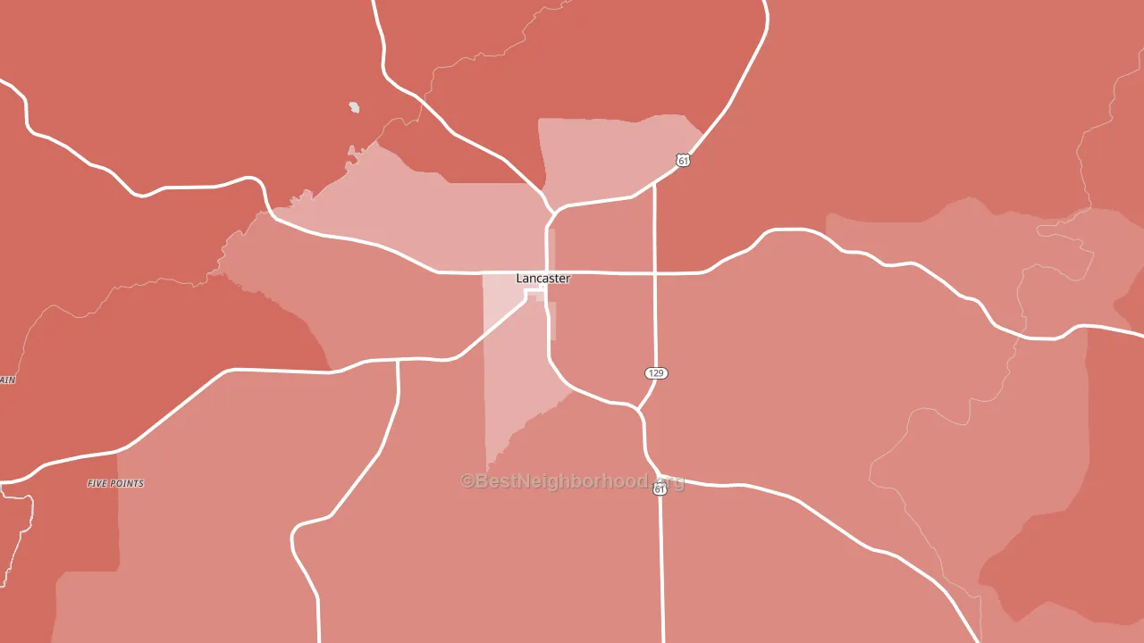 Lancaster, WI block-group political-lean map
