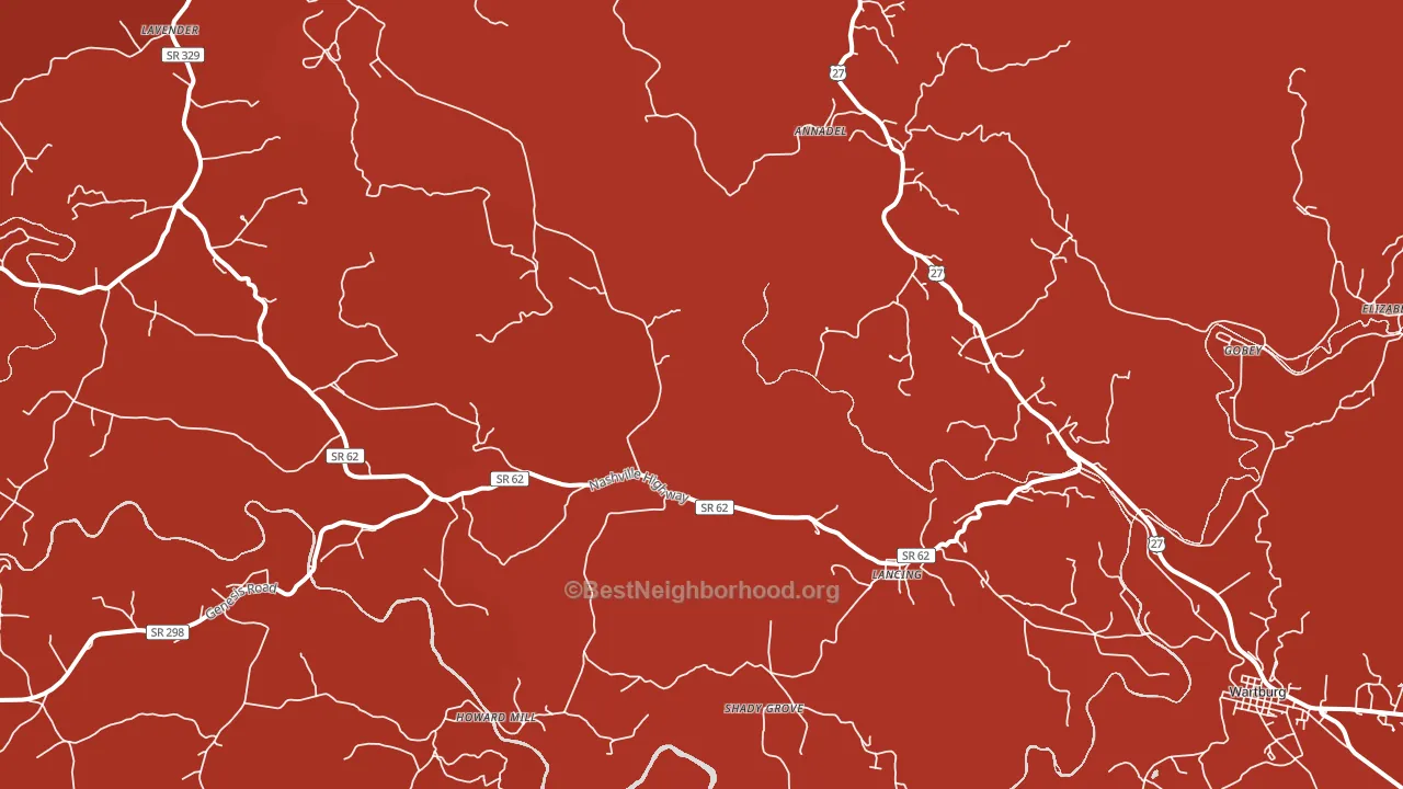 Lancing, TN block-group political-lean map