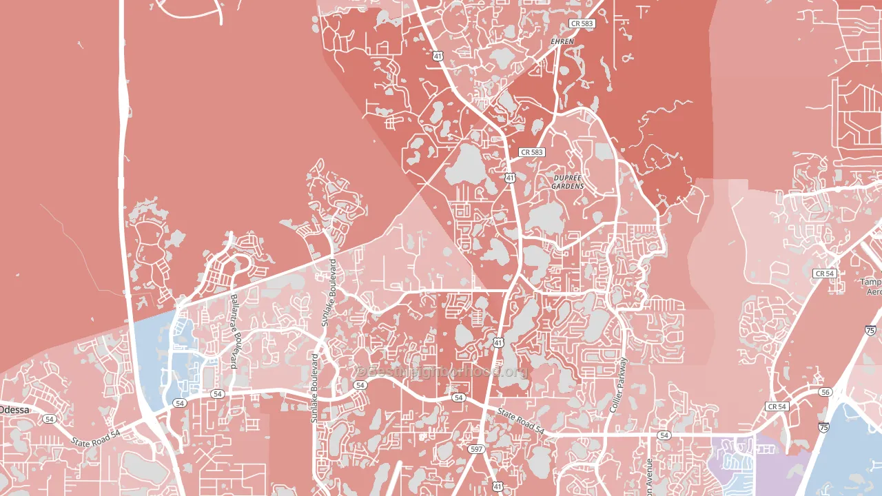 Land O' Lakes, FL block-group political-lean map