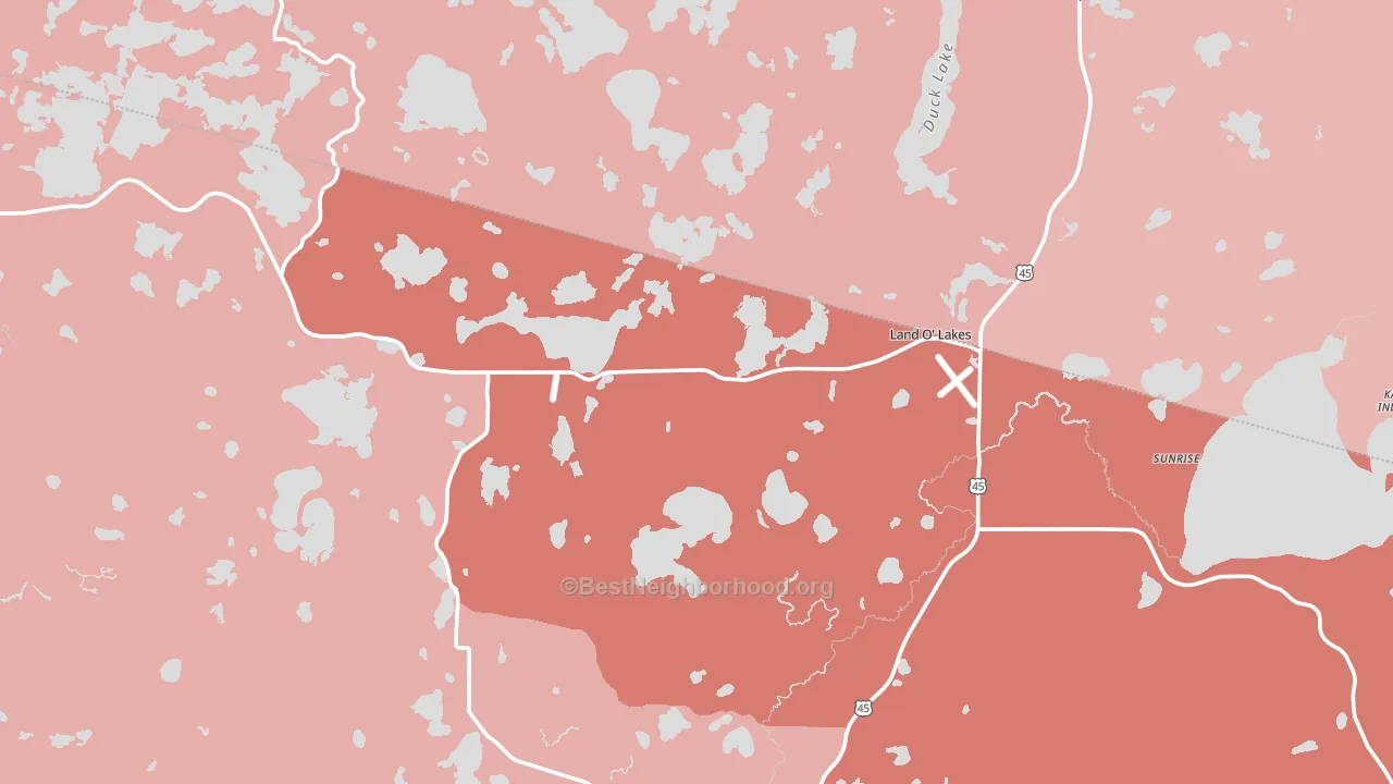 Land O' Lakes, WI block-group political-lean map