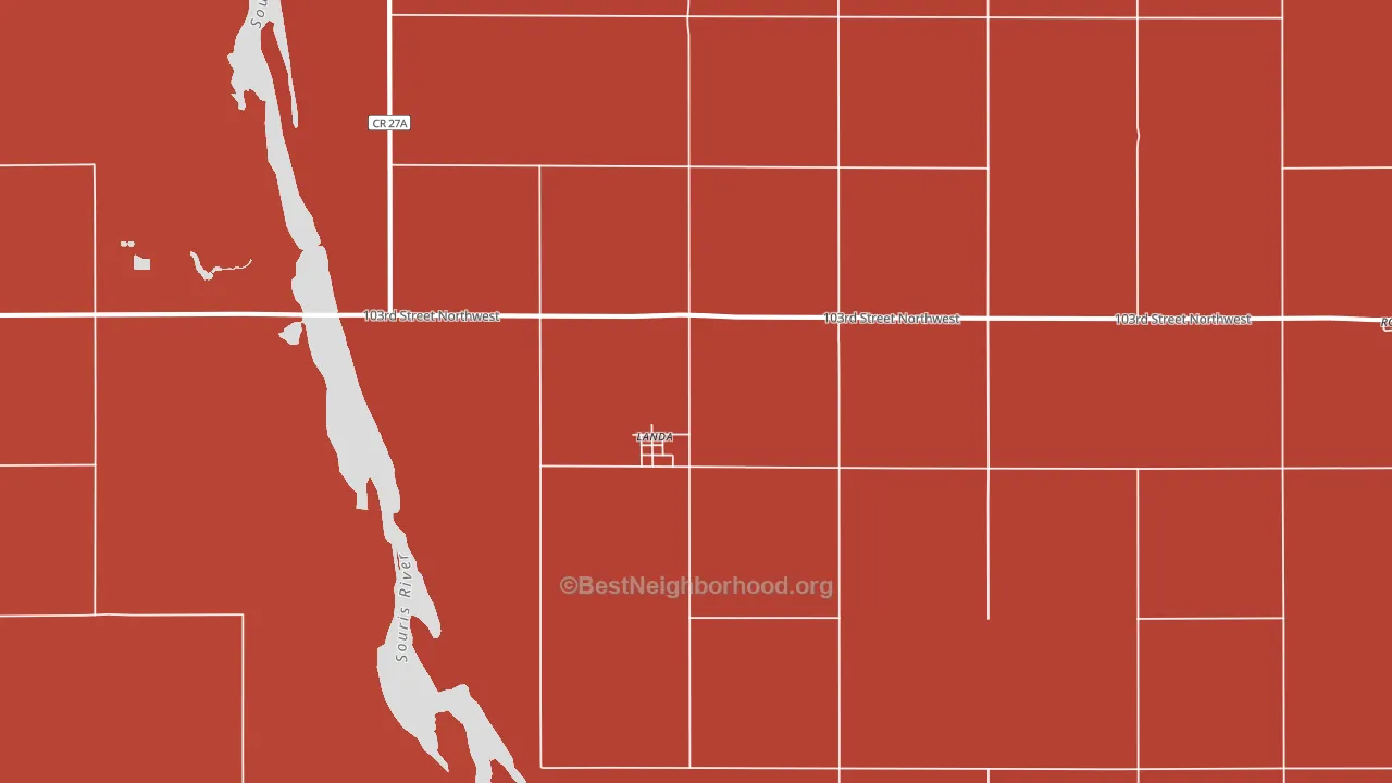 Landa, ND block-group political-lean map