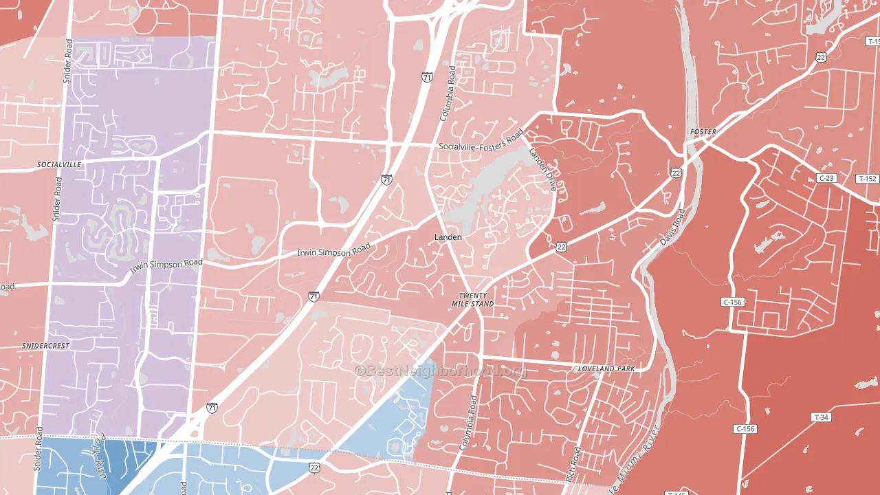 Landen, OH block-group political-lean map