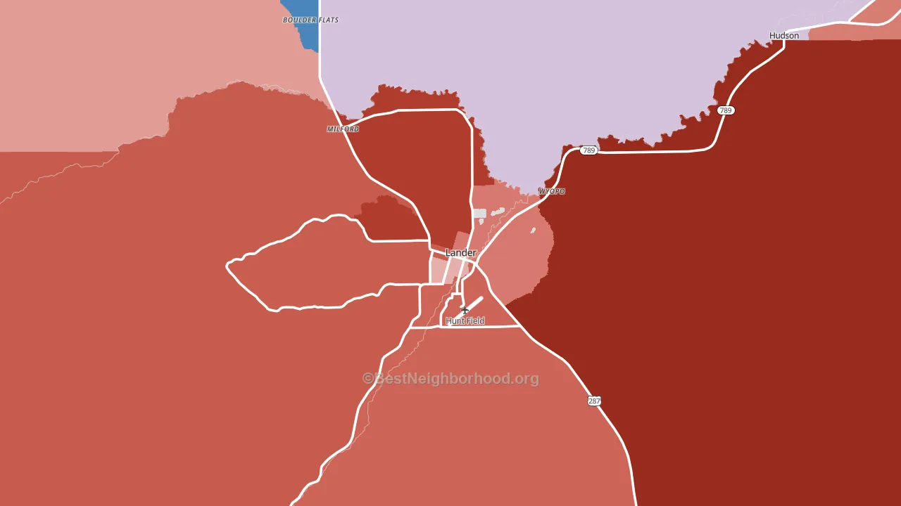 Lander, WY block-group political-lean map