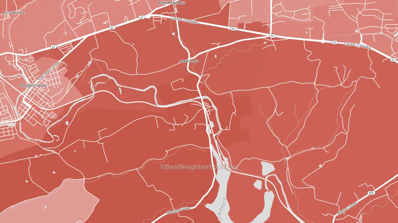 Landingville, PA block-group political-lean map