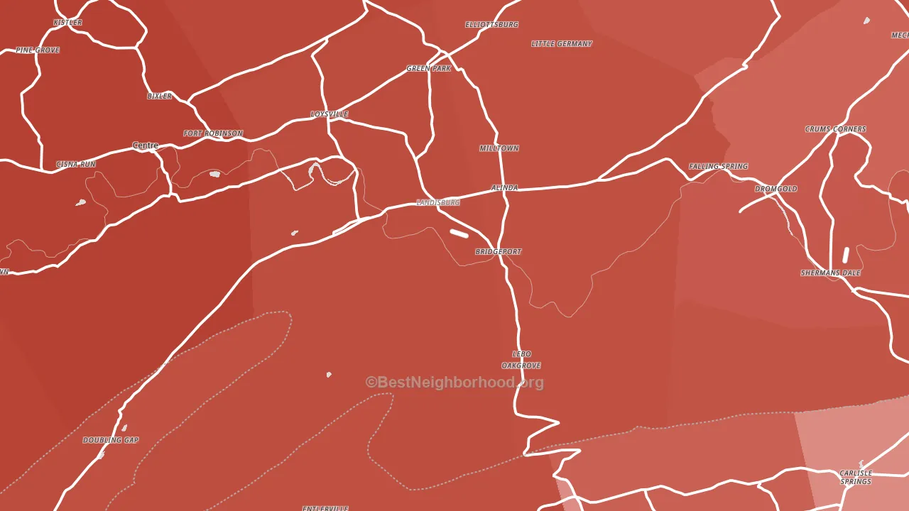 Landisburg, PA block-group political-lean map
