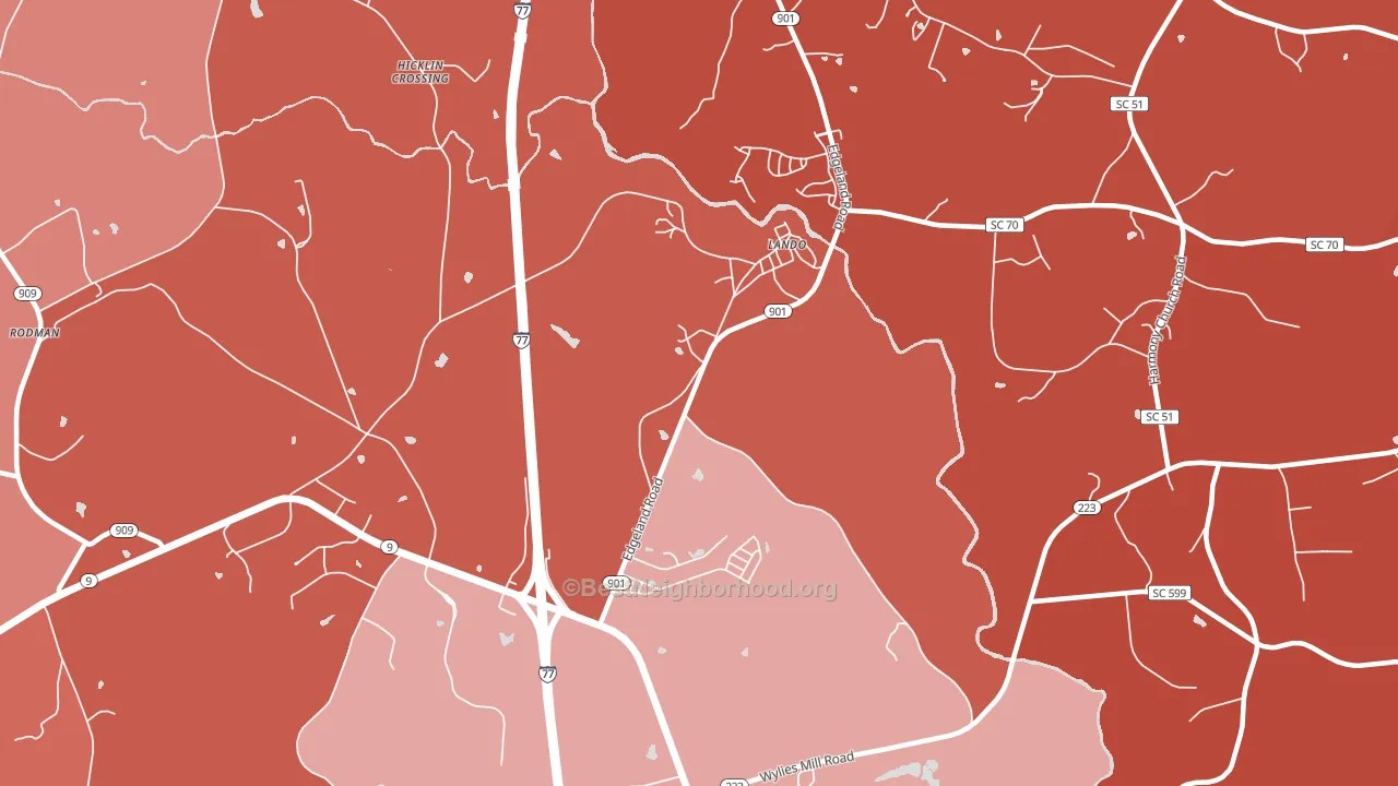 Lando, SC block-group political-lean map