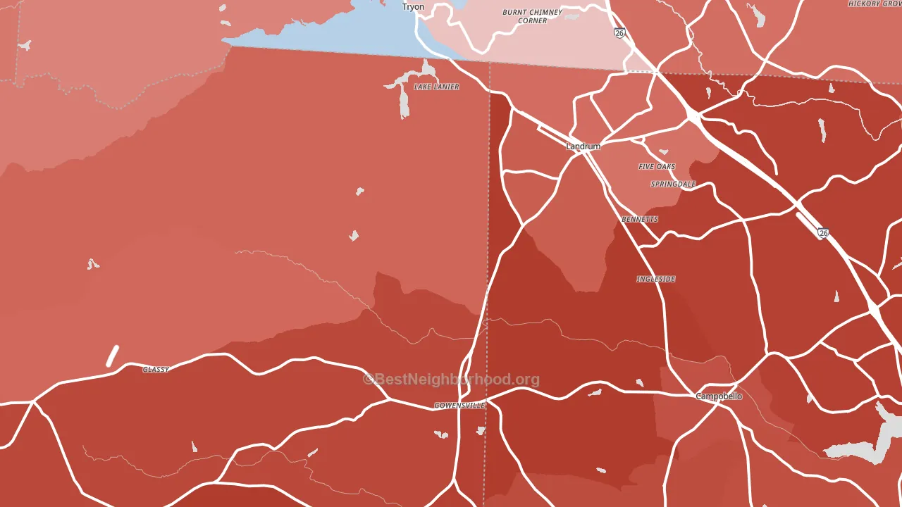 Landrum, SC block-group political-lean map