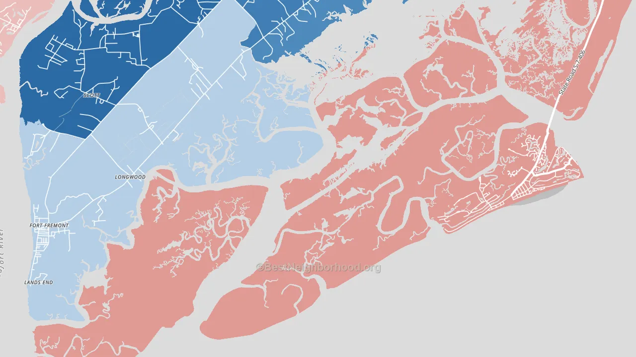 Lands End, SC block-group political-lean map