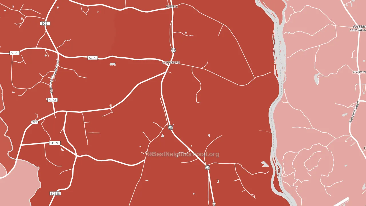 Landsford, SC block-group political-lean map