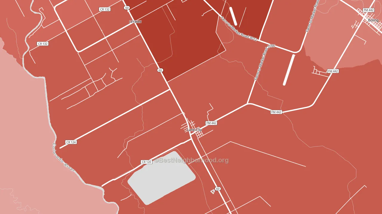 Lane City, TX block-group political-lean map