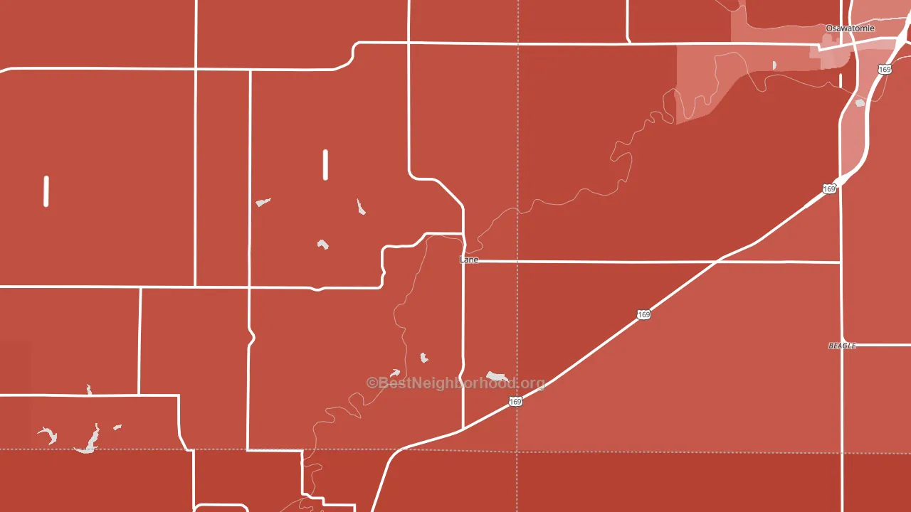 Lane, KS block-group political-lean map