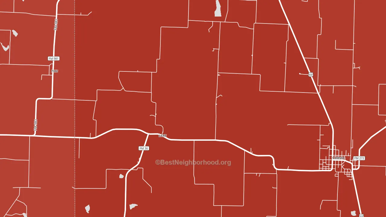 Lane, TX block-group political-lean map