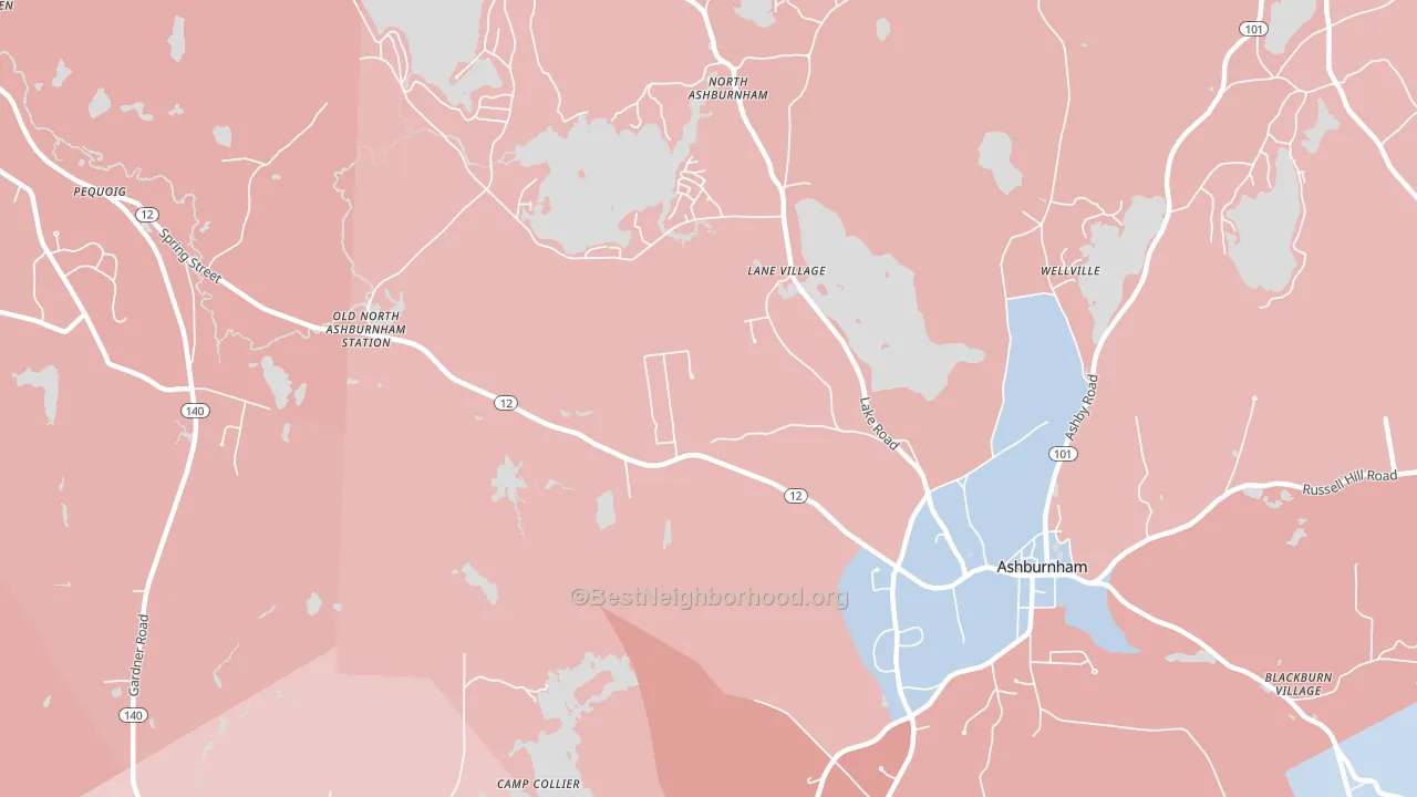 Lane Village, MA block-group political-lean map