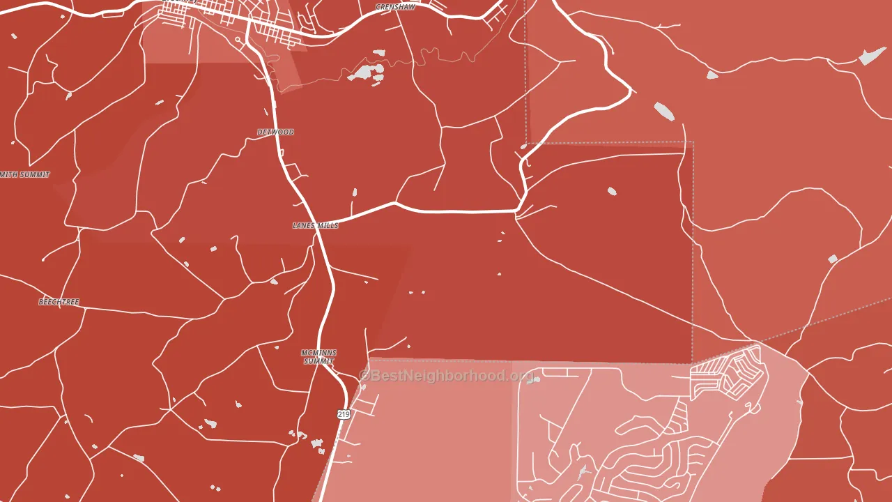Lanes Mills, PA block-group political-lean map