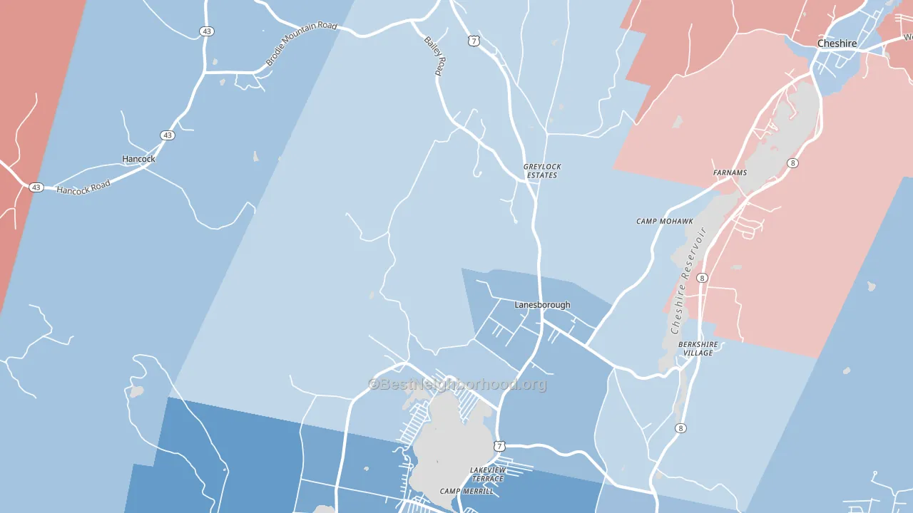 Lanesboro, MA block-group political-lean map