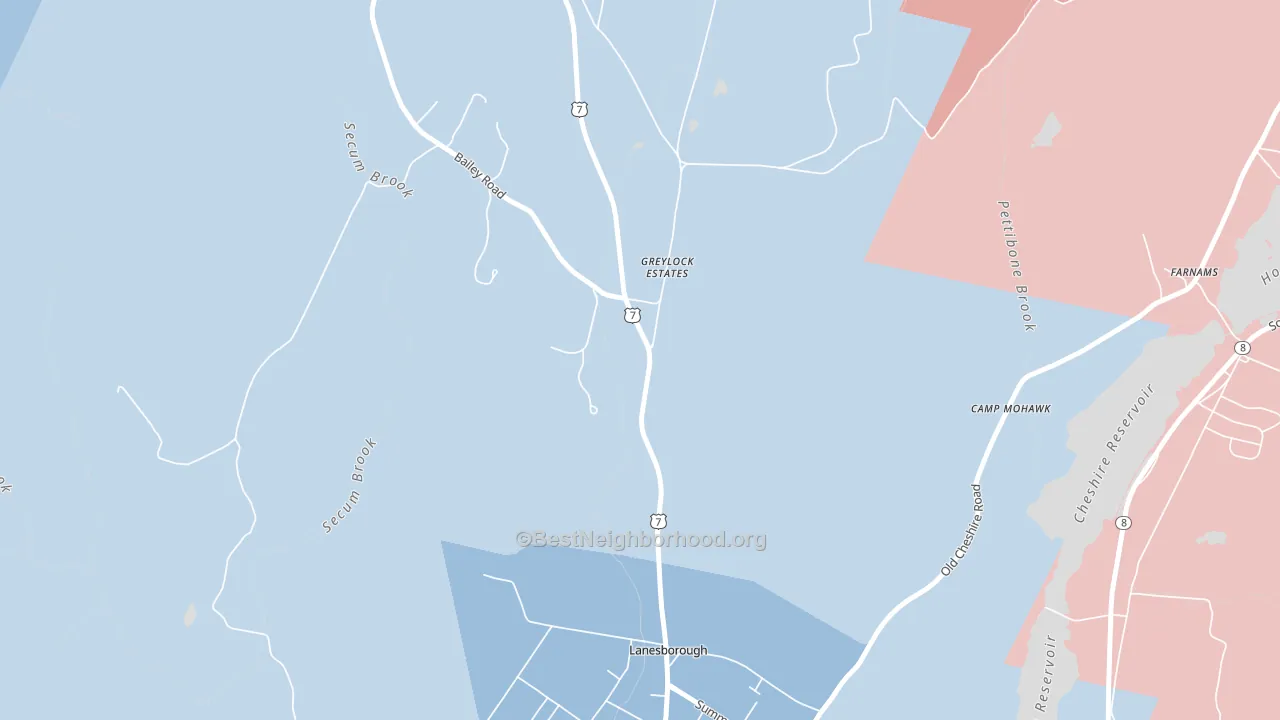 Lanesborough, MA block-group political-lean map