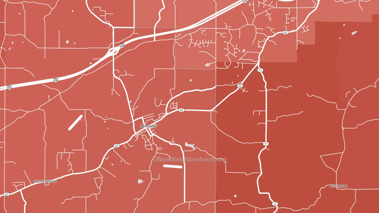 Lanesville, IN block-group political-lean map