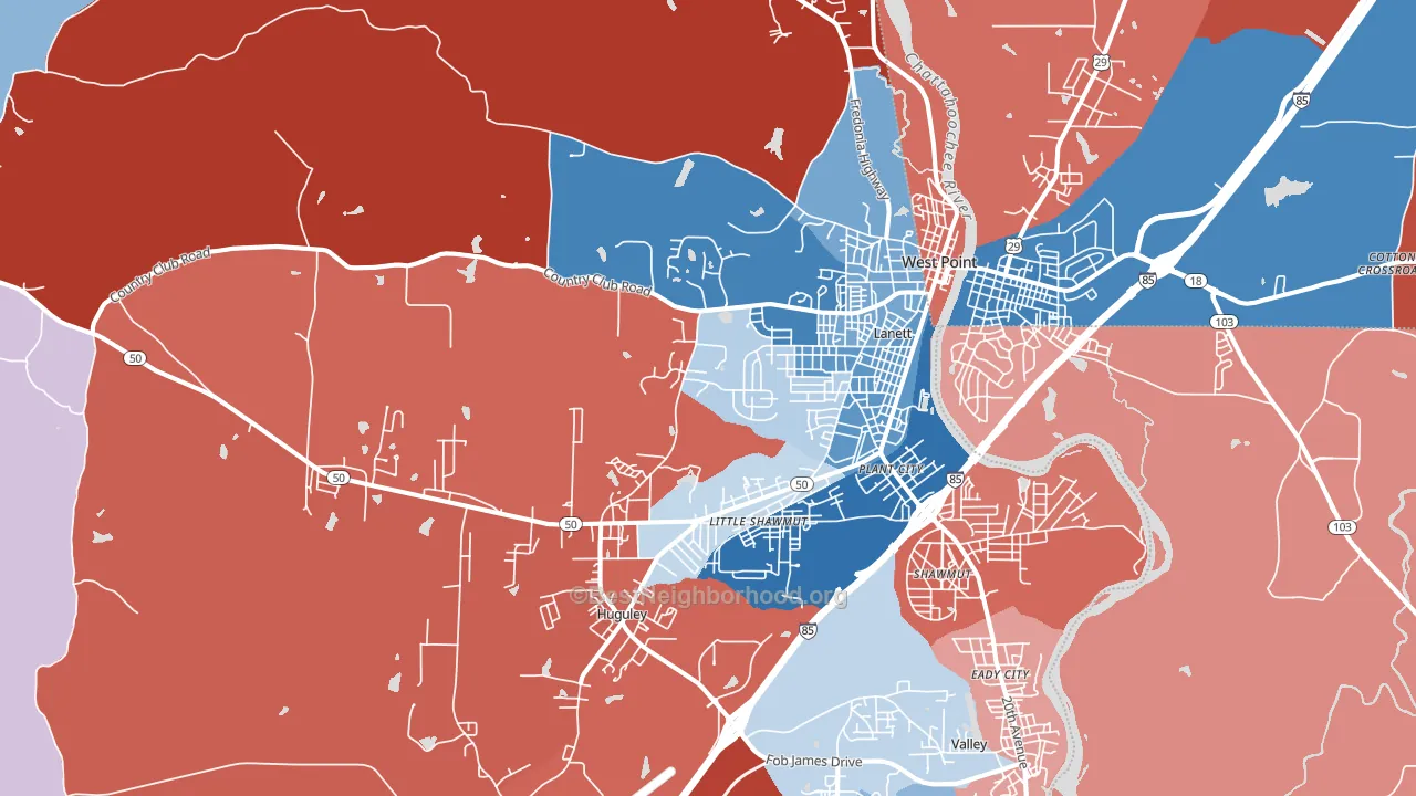 Lanett, AL block-group political-lean map