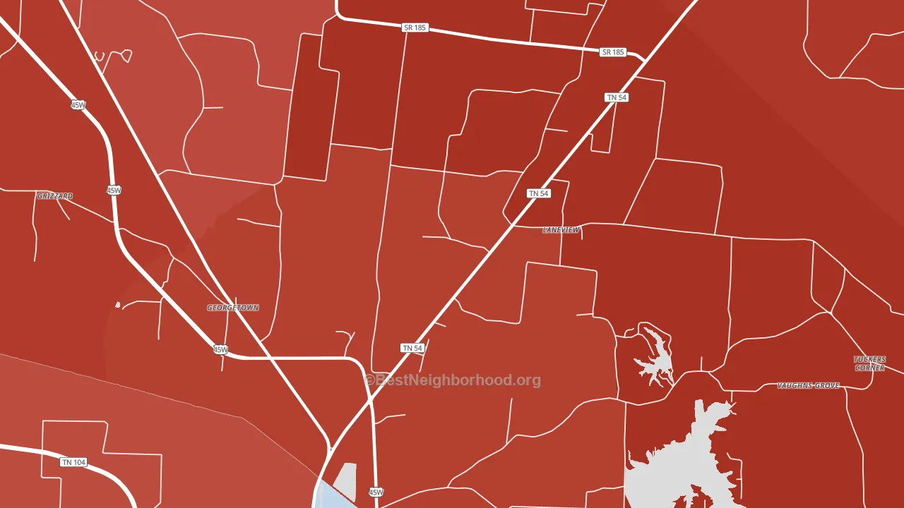 Laneview, TN block-group political-lean map