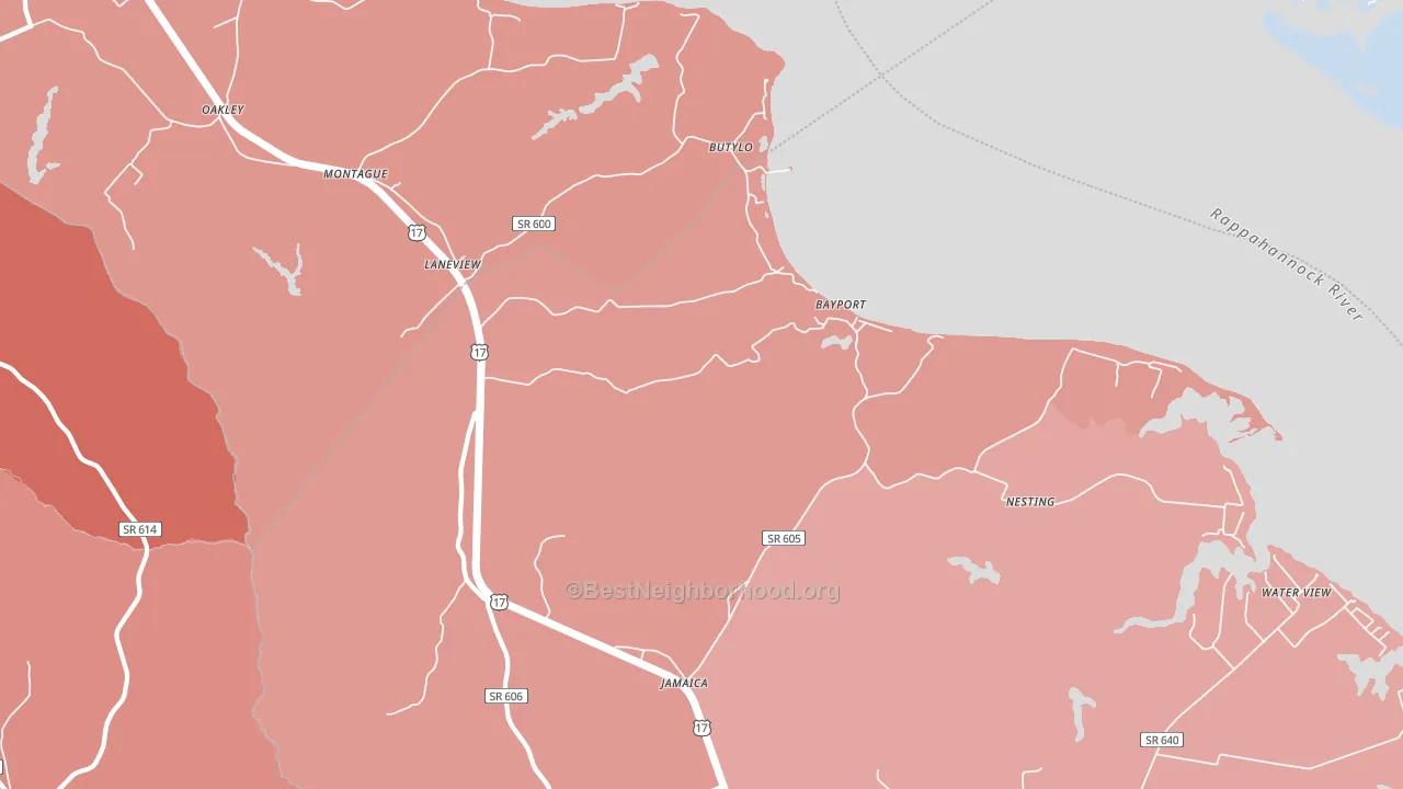 Laneview, VA block-group political-lean map