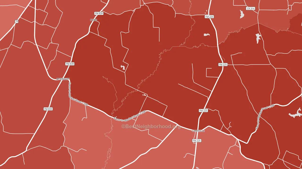 Laneville, TX block-group political-lean map