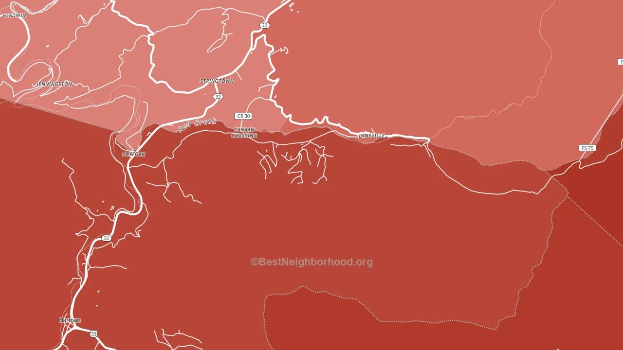 Laneville, WV block-group political-lean map