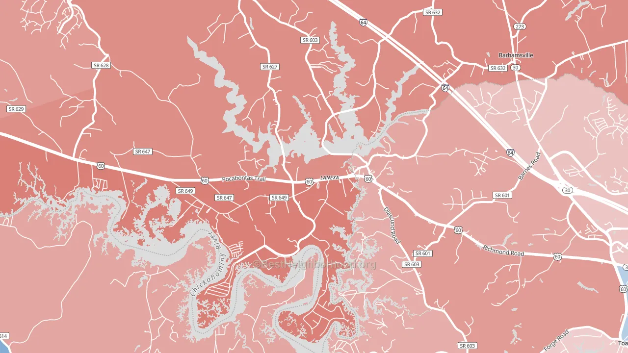 Lanexa, VA block-group political-lean map