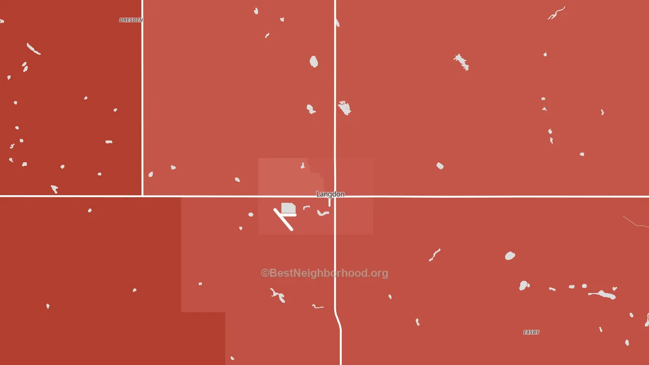 Langdon, ND block-group political-lean map