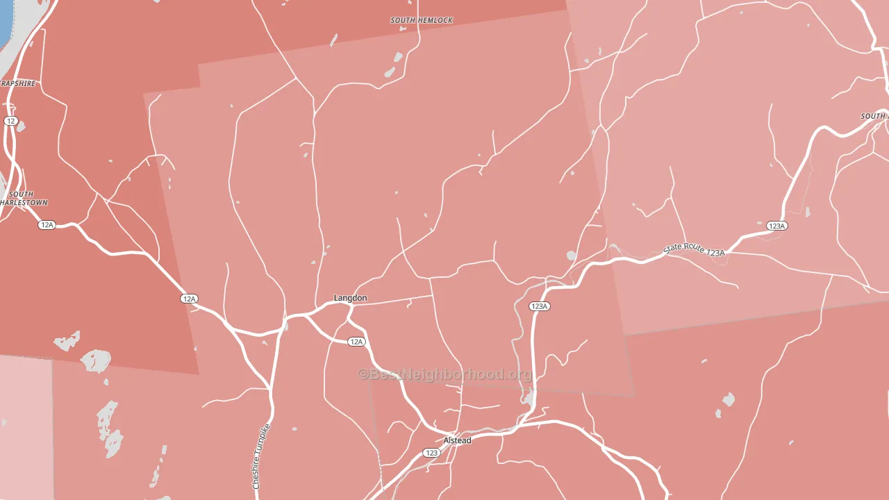 Langdon, NH block-group political-lean map