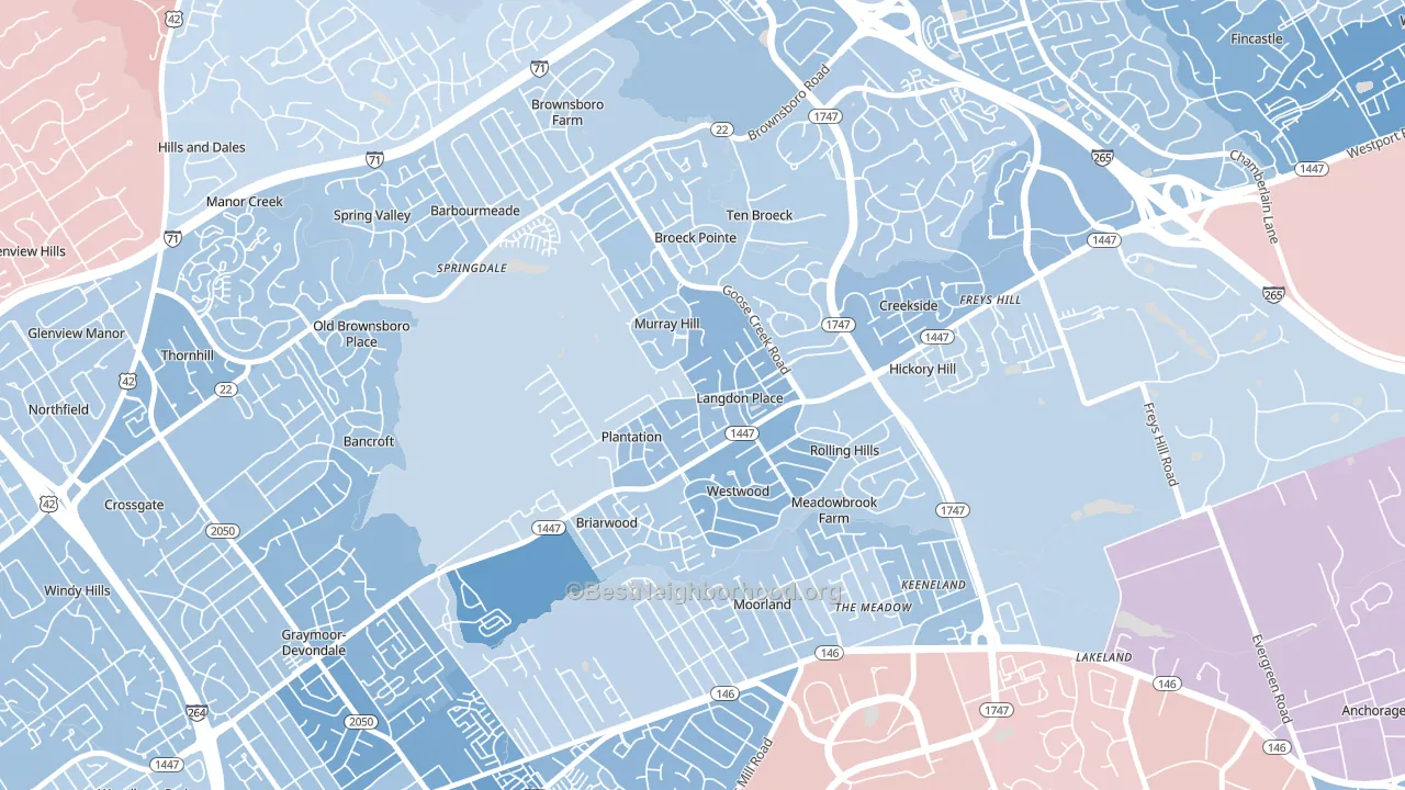 Langdon Place, KY block-group political-lean map