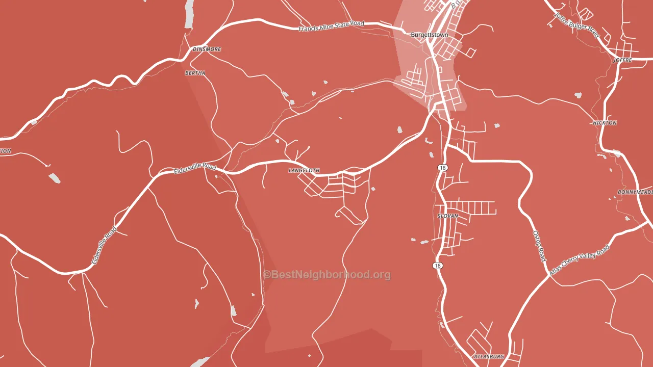 Langeloth, PA block-group political-lean map