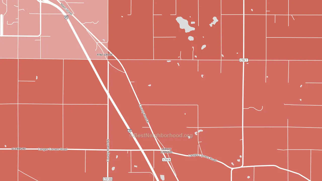 Langes Corners, WI block-group political-lean map