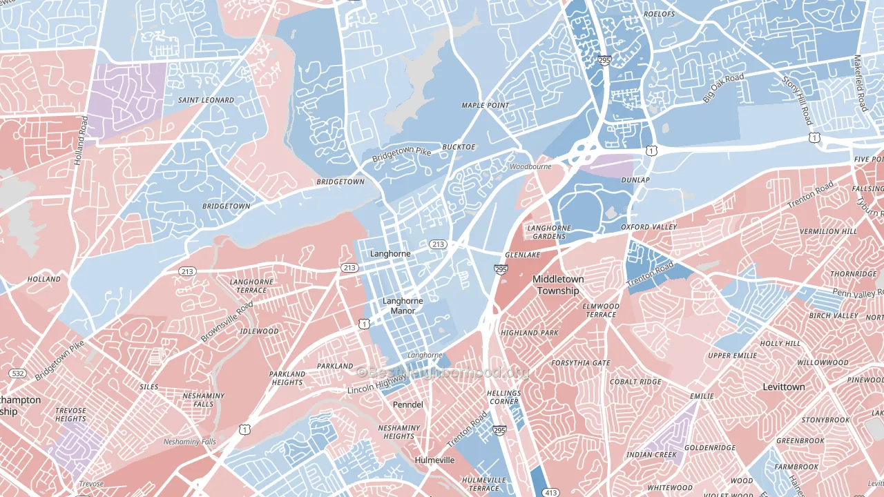 Langhorne, PA block-group political-lean map