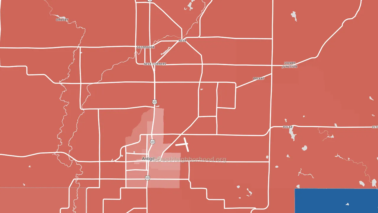 Langlade County, WI block-group political-lean map