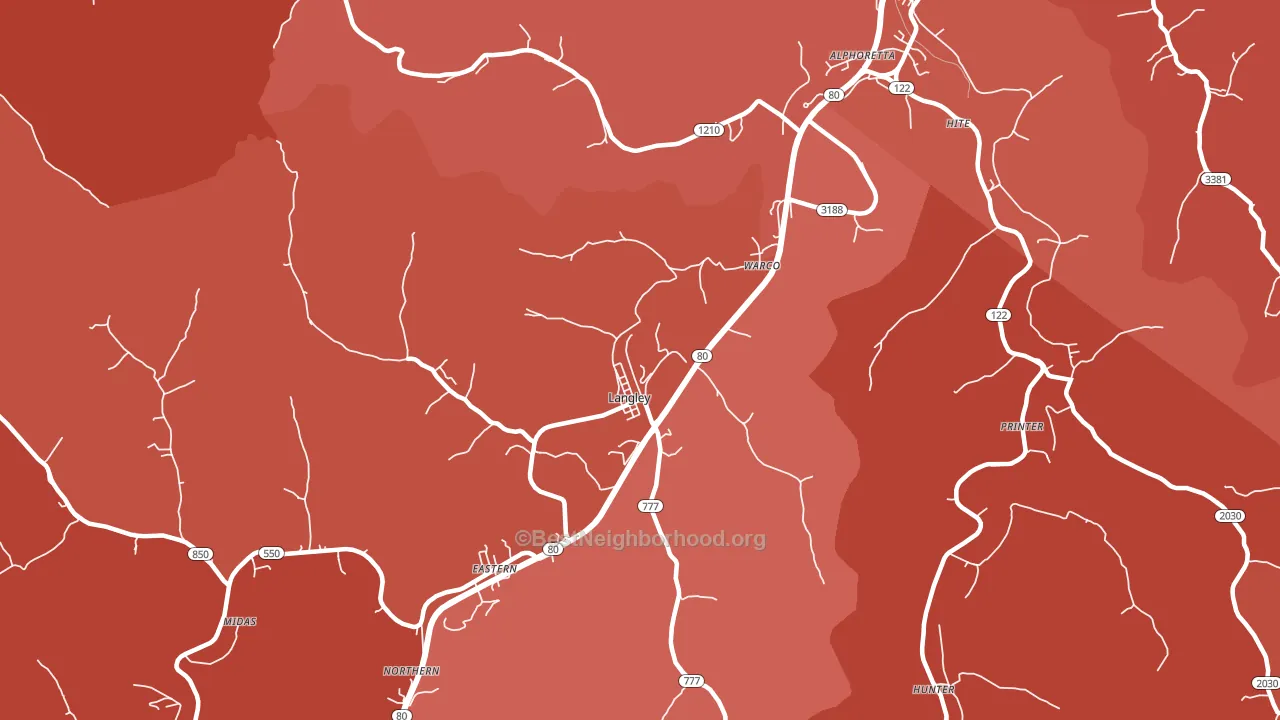Langley, KY block-group political-lean map