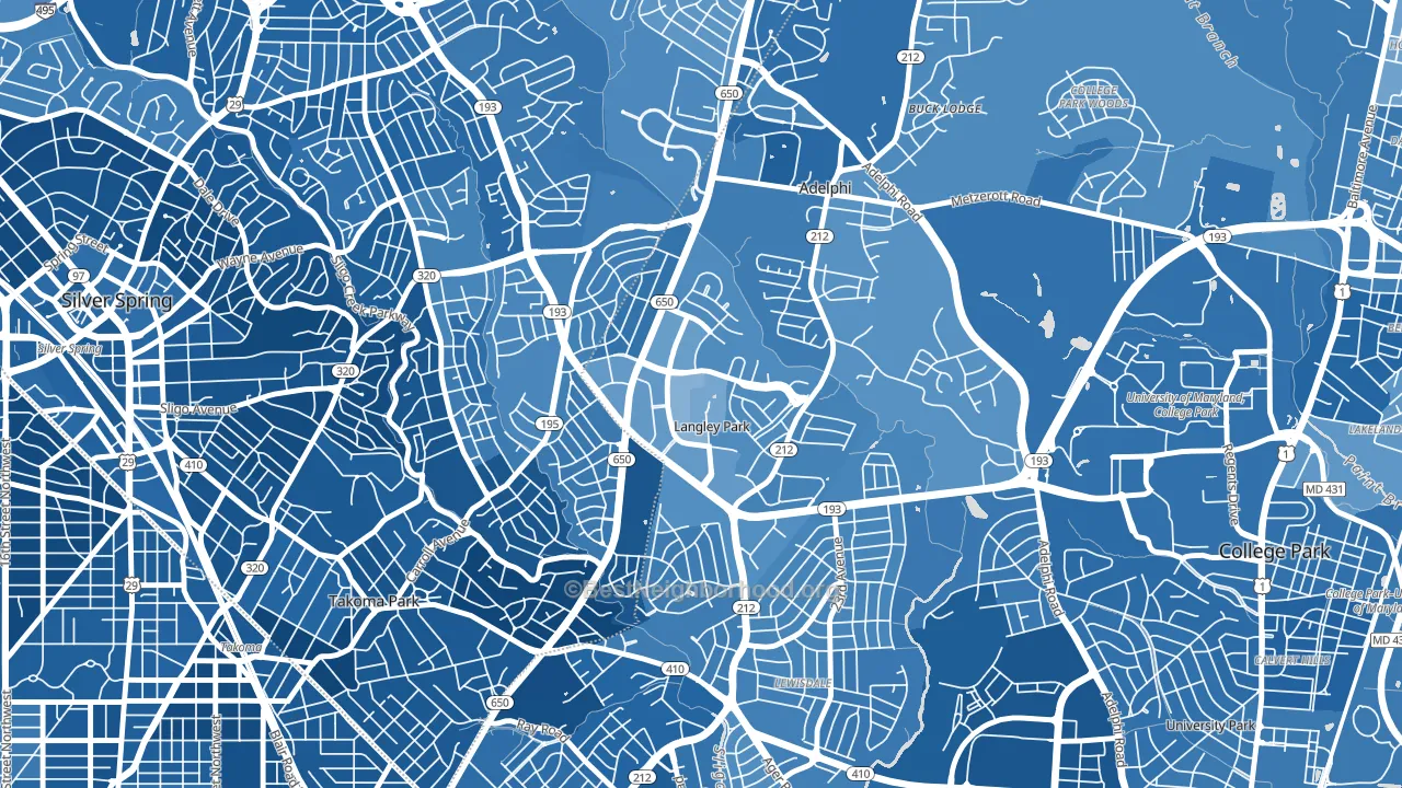 Langley Park, Hyattsville, MD block-group political-lean map