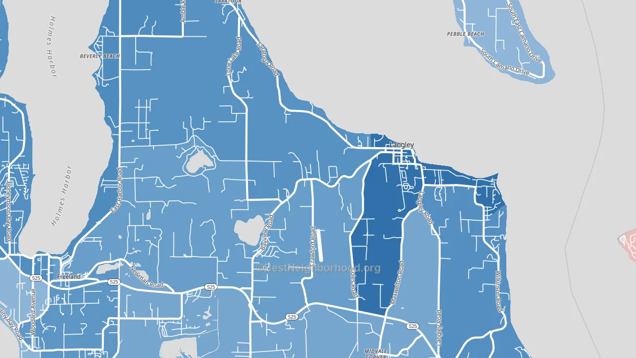 Langley, WA block-group political-lean map