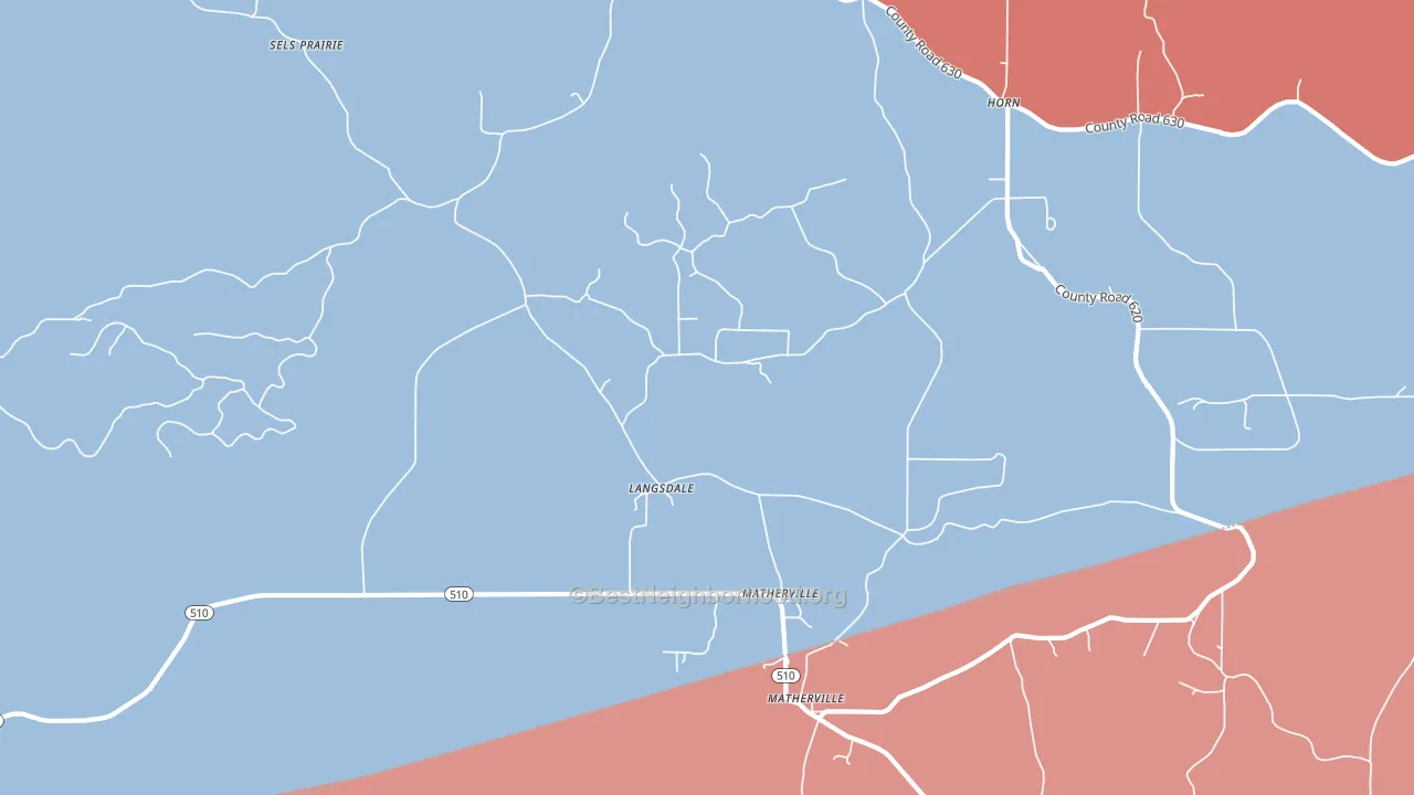 Langsdale, MS block-group political-lean map