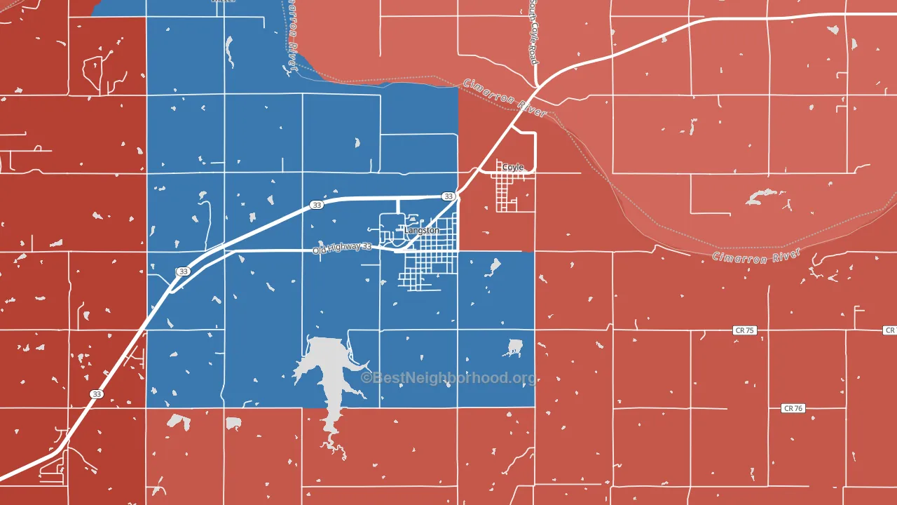 Langston, OK block-group political-lean map