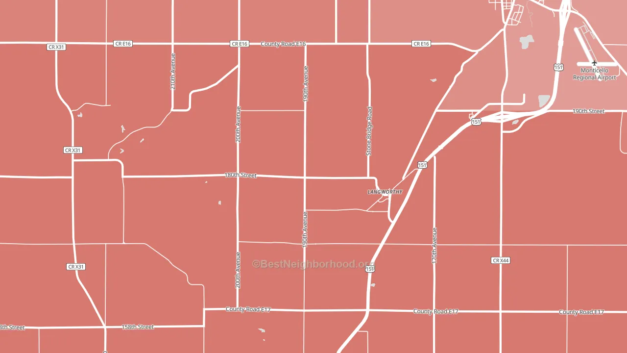 Langworthy, IA block-group political-lean map