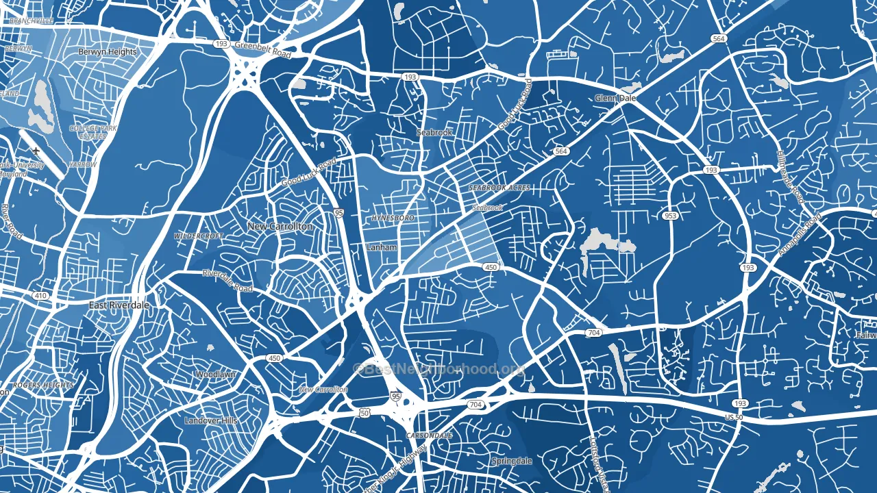 Lanham-Seabrook, Lanham, MD block-group political-lean map