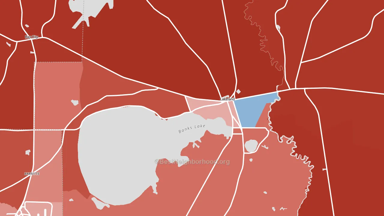 Lanier County, GA block-group political-lean map